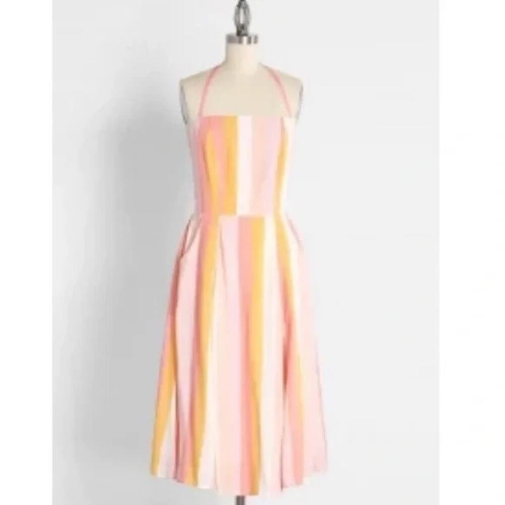 ModCloth x Collectif Sandy-Lynn Peachy Stripe Dress Sz.14
